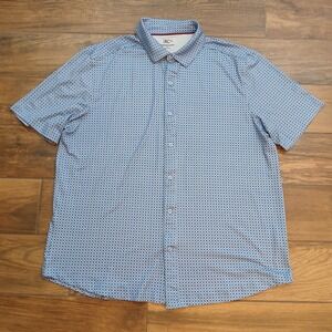 Johnston & Murphy XC4 Shirt Mens Extra Large Blue Geometric Print Stretch Button